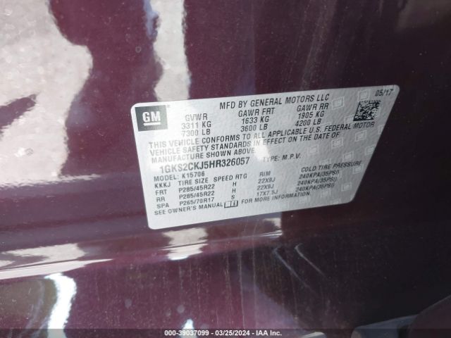 1GKS2CKJ5HR326057 GMC YUKON DENALI