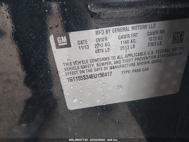 Chevrolet IMPALA 2LZ 2014 1G1155S34EU138417 Image 9