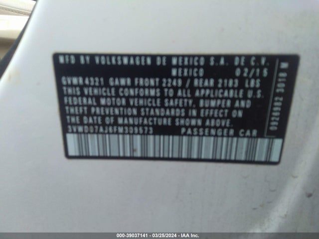 3VWD07AJ6FM309573 Volkswagen JETTA SE
