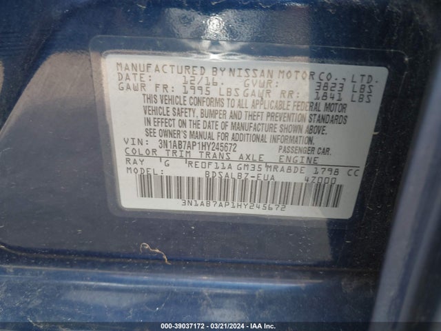 Nissan SENTRA S 2017 3N1AB7AP1HY245672 Image 9
