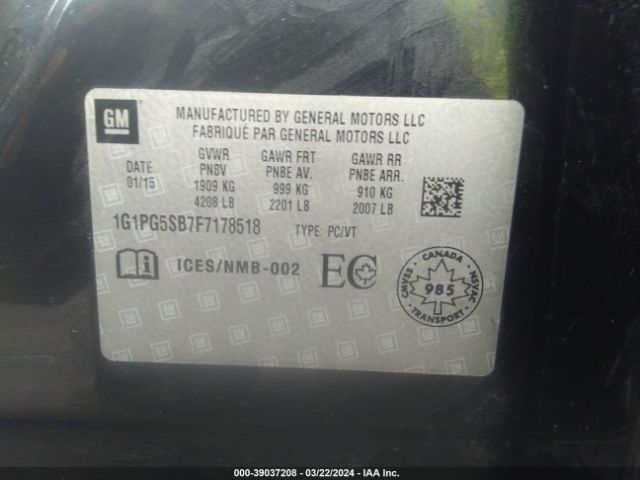 1G1PG5SB7F7178518 Chevrolet CRUZE LTZ