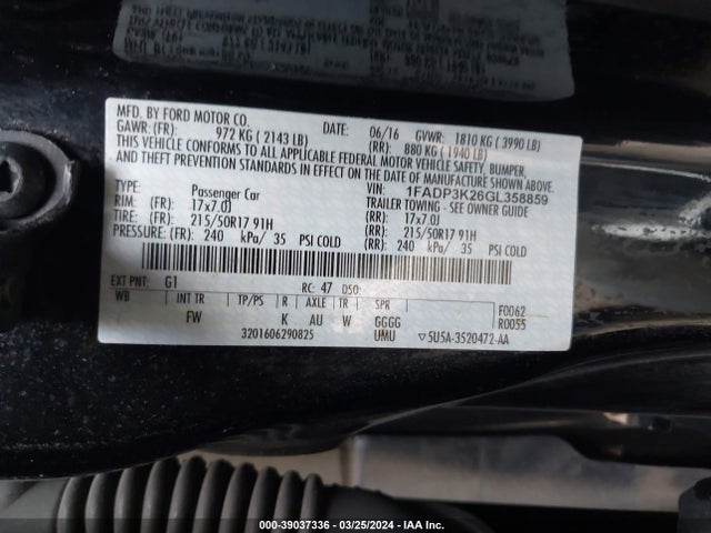 Ford FOCUS SE 2016 1FADP3K26GL358859 Image 9
