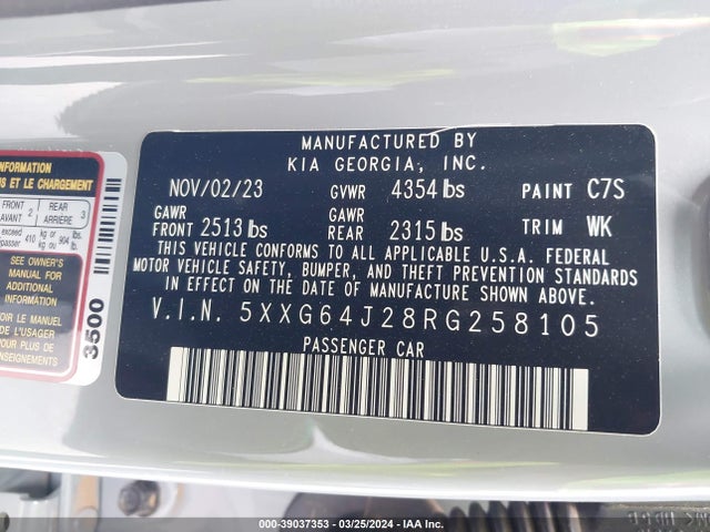 KIA K5 Gt-line 2024 5XXG64J28RG258105 Image 9