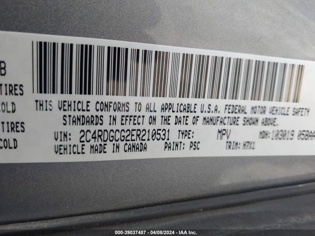 Dodge Grand Caravan Sxt 2014 2C4RDGCG2ER210531 Image 9