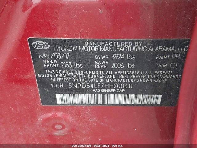 Hyundai Elantra Value Edition 2017 5NPD84LF7HH200311 Image 9