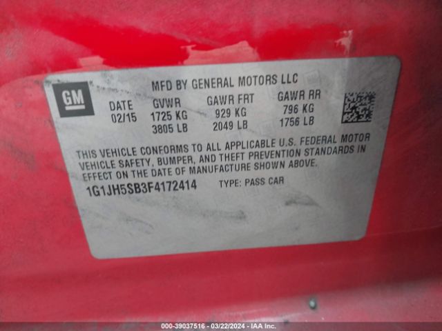 1G1JH5SB3F4172414 Chevrolet Sonic Rs