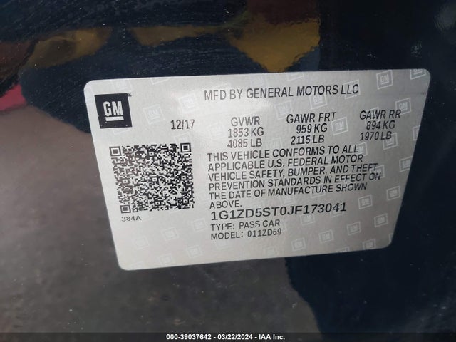 Chevrolet MALIBU LT 2018 1G1ZD5ST0JF173041 Image 9