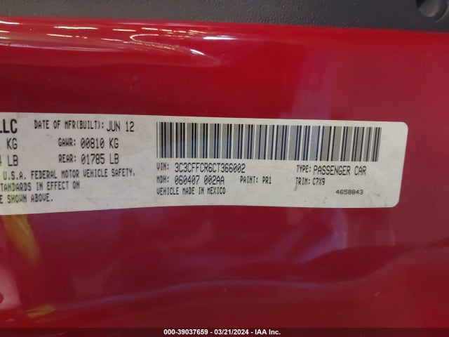 2012 FIAT 500 3C3CFFCR6CT366002 Photo 8