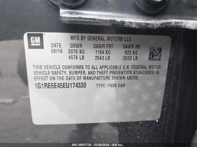Chevrolet Volt 2014 1G1RE6E45EU174338 Image 9