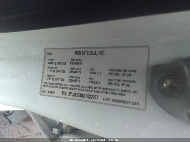 Tesla Model 3 Long Range Dual Motor All-wheel Drive 2020 5YJ3E1EB6LF622977 Image 9