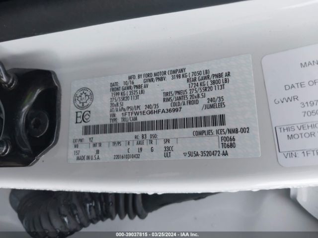 1FTFW1EG6HFA36997 Ford F-150 Xlt
