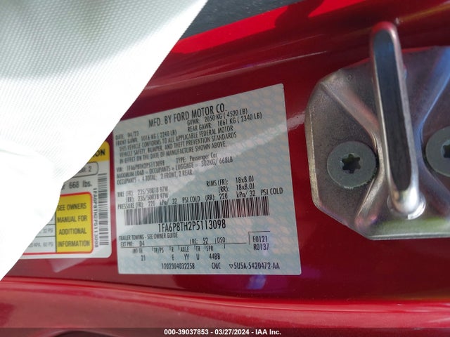 Ford Mustang Ecoboost Fastback 2023 1FA6P8TH2P5113098 Image 9