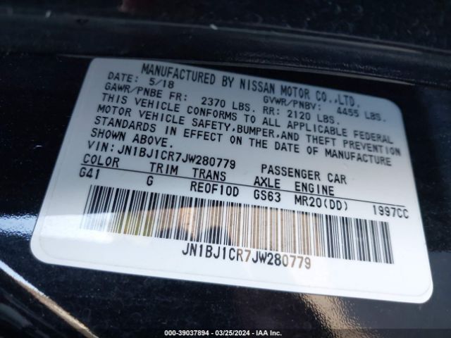 JN1BJ1CR7JW280779 Nissan Rogue Sport Sv