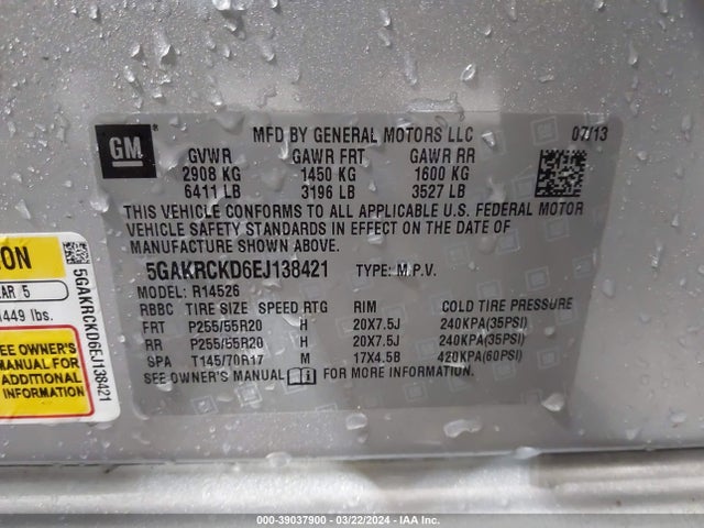 5GAKRCKD6EJ138421 Buick Enclave Premium