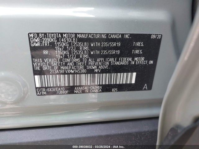 Toyota Rav4 Xle Premium 2021 2T3A1RFVXMW145380 Image 9