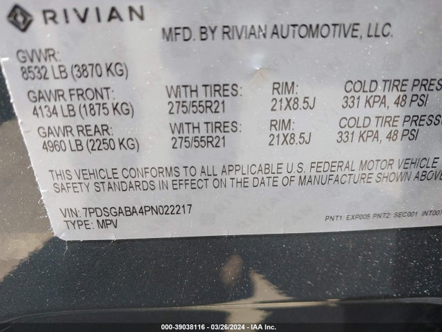 Rivian R1s Adventure 2023 7PDSGABA4PN022217 Image 9