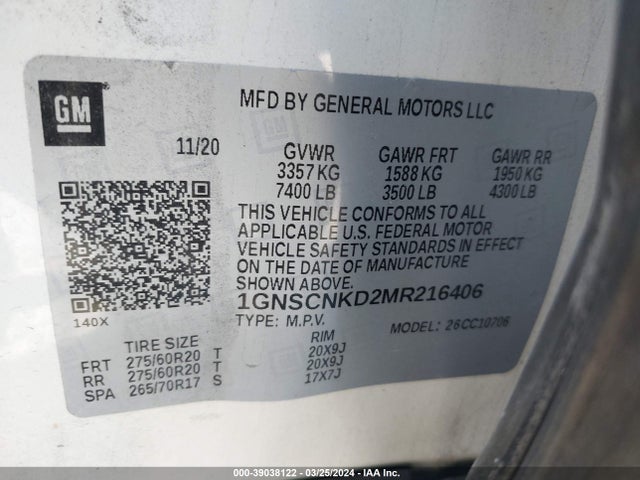 Chevrolet Tahoe 2wd Lt 2021 1GNSCNKD2MR216406 Image 9