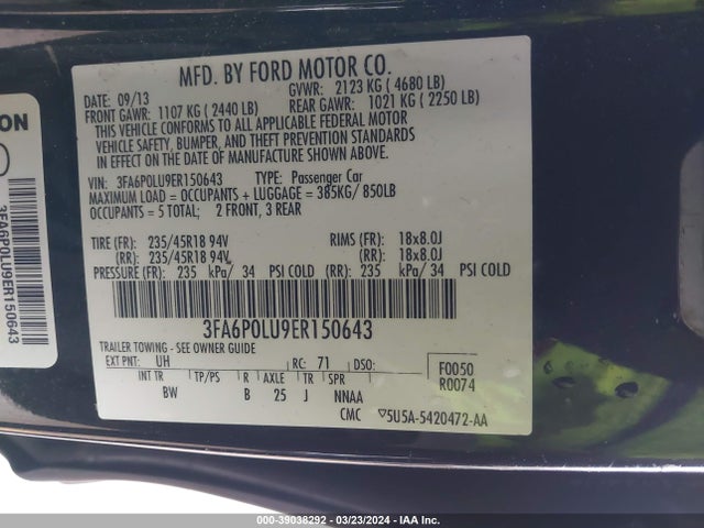Ford Fusion Hybrid Se 2014 3FA6P0LU9ER150643 Image 9