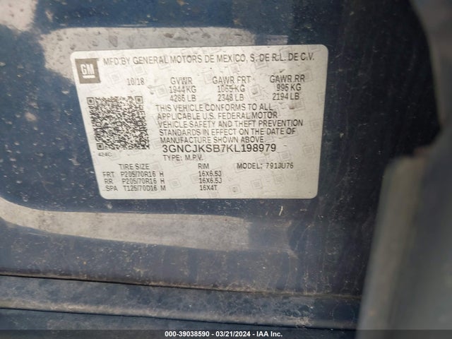 Chevrolet TRAX LS 2019 3GNCJKSB7KL198979 Image 9