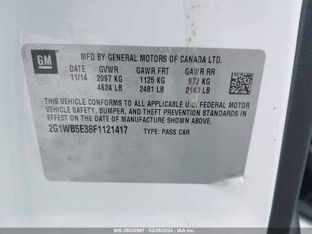 Chevrolet Impala Limited Lt 2015 2G1WB5E38F1121417 Image 9