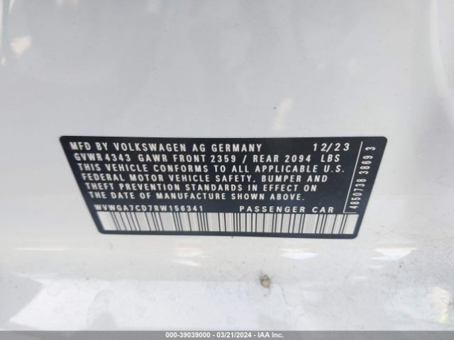 2024 VOLKSWAGEN GOLF GTI WVWGA7CD7RW156341 Photo 8