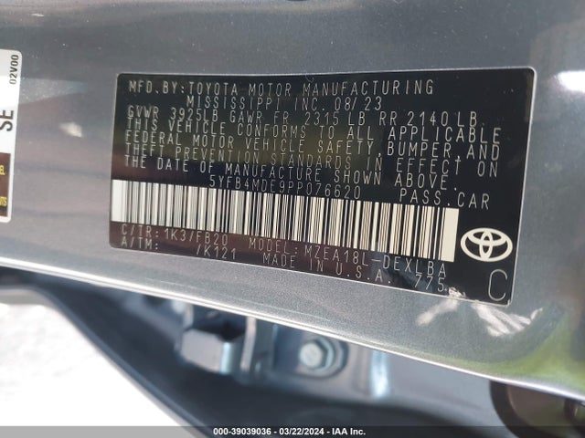 Toyota COROLLA LE 2023 5YFB4MDE9PP076620 Image 9