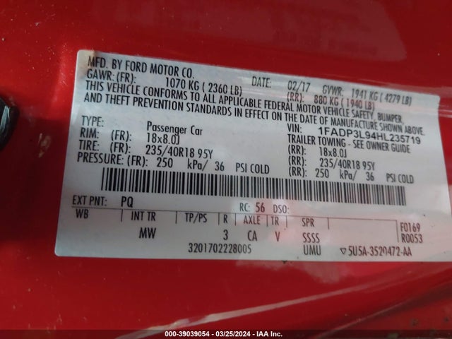 Ford FOCUS ST 2017 1FADP3L94HL235719 Image 9