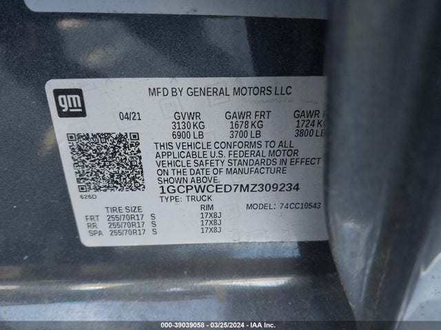 Chevrolet l84 2021 1GCPWCED7MZ309234 Image 25