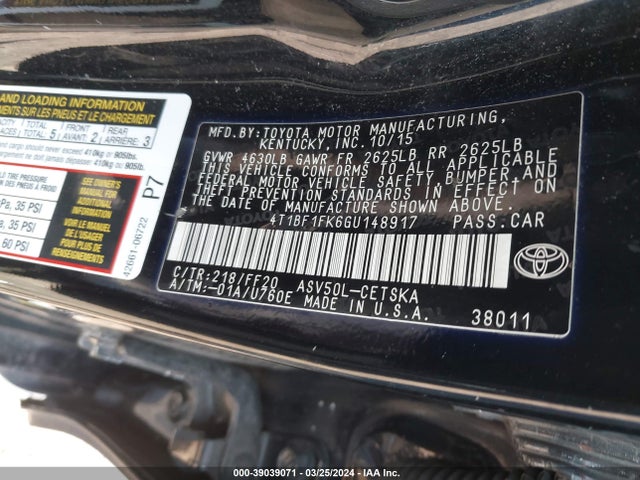 Toyota CAMRY SE 2016 4T1BF1FK6GU148917 Image 9