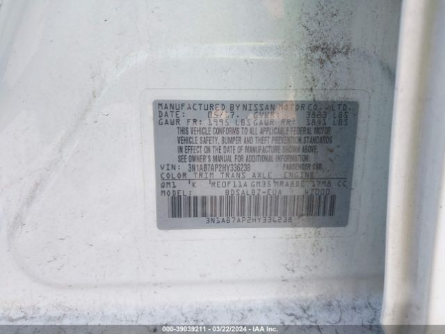 3N1AB7AP2HY336238 Nissan SENTRA S