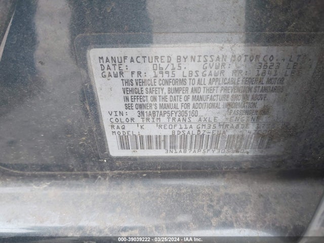 Nissan SENTRA SV 2015 3N1AB7AP5FY305160 Image 9
