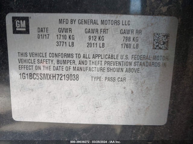 Chevrolet Cruze Ls Auto 2017 1G1BC5SMXH7219038 Image 9