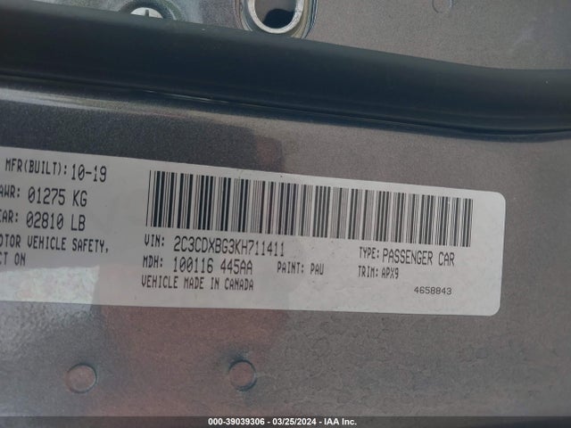 Dodge Charger Sxt Rwd 2019 2C3CDXBG3KH711411 Image 9