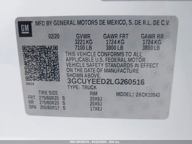 Chevrolet Silverado 1500 2020 3GCUYEED2LG260516 Image 9