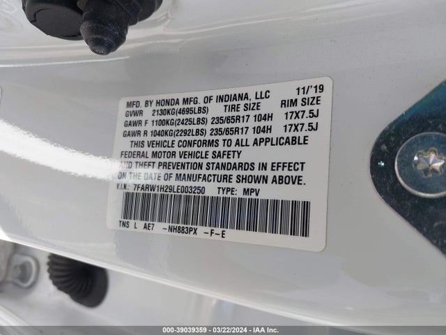 Honda Cr-v 2wd Lx 2020 7FARW1H29LE003250 Image 9