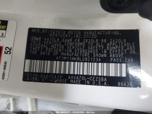 Toyota CAMRY SE 2020 4T1M11AK8LU921234 Image 9
