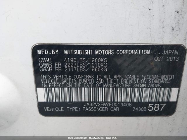 JA32V2FW7EU013408 Mitsubishi Lancer Se