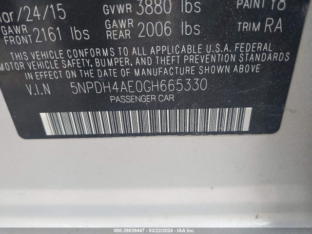 Hyundai ELANTRA SE 2016 5NPDH4AE0GH665330 Image 9
