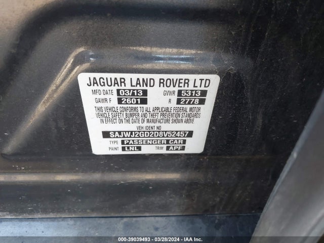 2013 JAGUAR XJ SAJWJ2GD2D8V52457 Photo 8