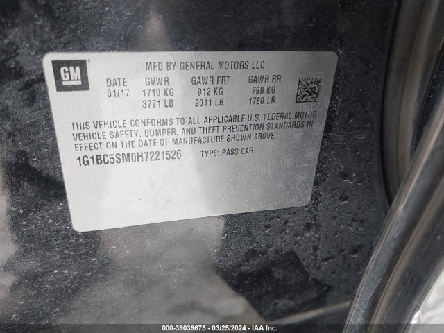 Chevrolet Cruze Ls Auto 2017 1G1BC5SM0H7221526 Image 9
