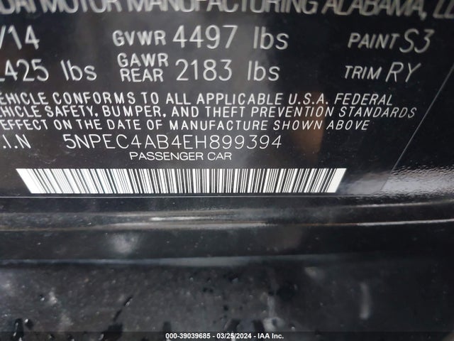 Hyundai Sonata Se 2.0t 2014 5NPEC4AB4EH899394 Image 9