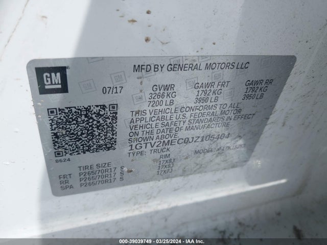 GMC Sierra 1500 Sle 2018 1GTV2MEC0JZ105404 Image 9