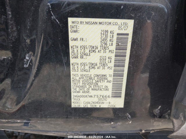 Nissan Frontier Sv 2017 1N6AD0ER7HN757666 Image 9