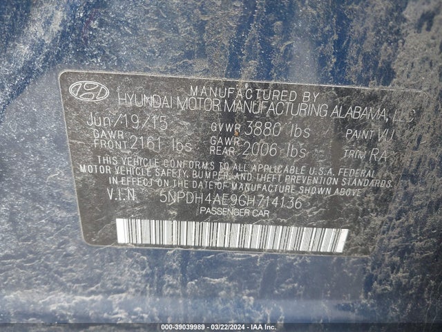 Hyundai ELANTRA SE 2016 5NPDH4AE9GH714136 Image 9