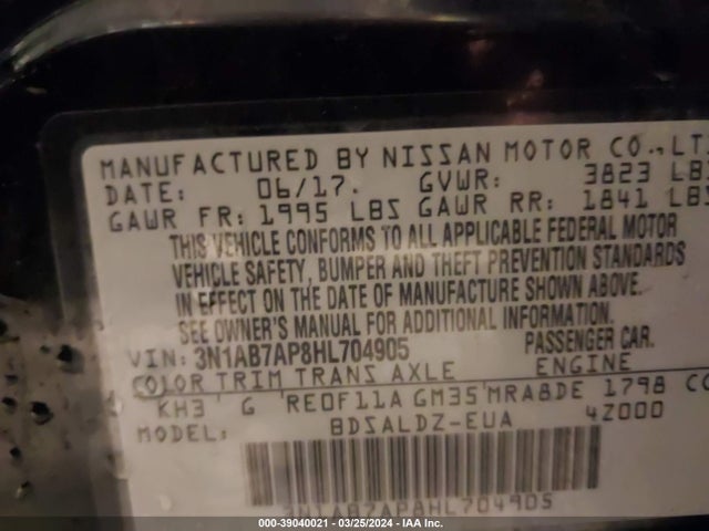 Nissan SENTRA SV 2017 3N1AB7AP8HL704905 Image 9