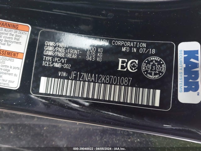 Toyota 86 2019 JF1ZNAA12K8701087 Image 9