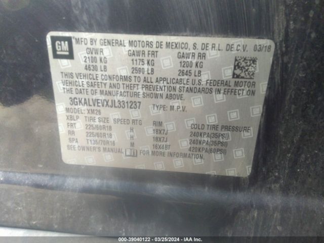 3GKALVEVXJL331237 GMC Terrain Slt