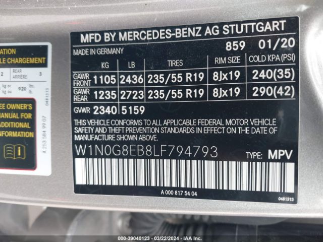 W1N0G8EB8LF794793 Mercedes-Benz Glc 300 4matic