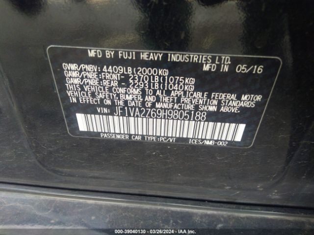 JF1VA2Z69H9805188 Subaru Wrx Sti Limited