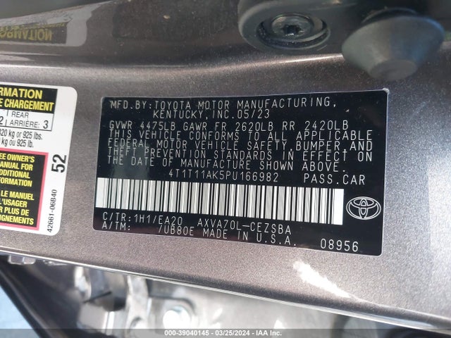 Toyota CAMRY SE 2023 4T1T11AK5PU166982 Image 9